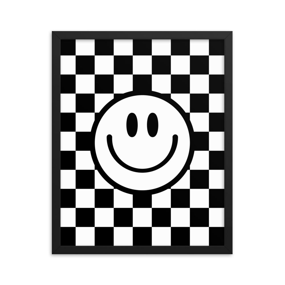 black and white smiley face decor