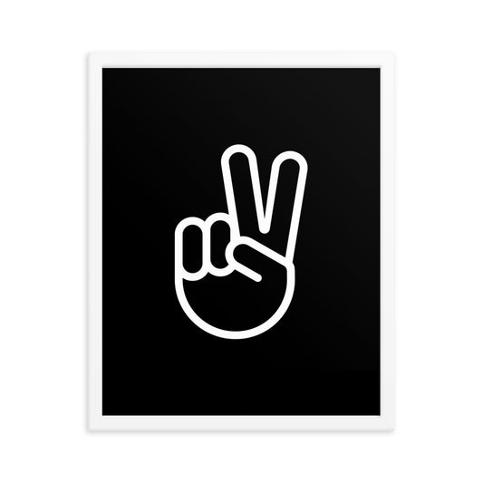 modern framed peace hand sign