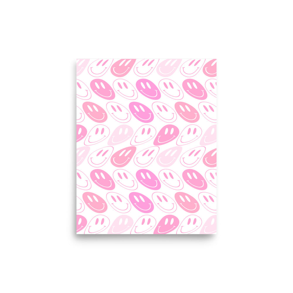 pink smiley face poster