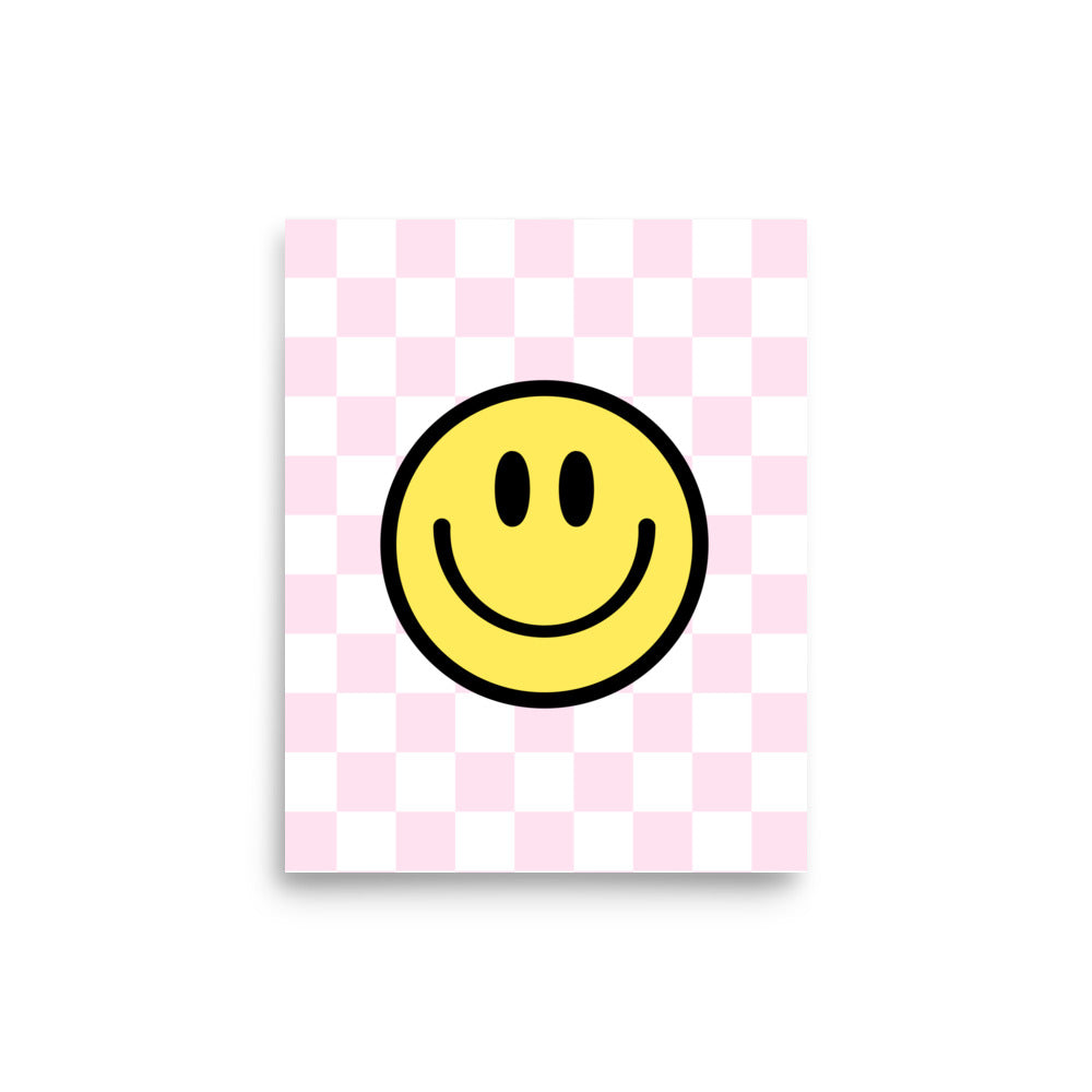 pink retro smiley poster